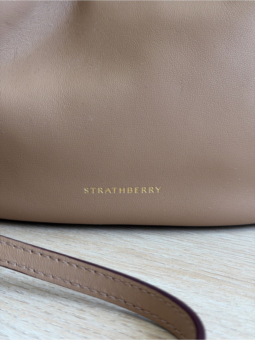 Strathberry Charlotte Drawstring Bag in Tan - Picture 9 of 10